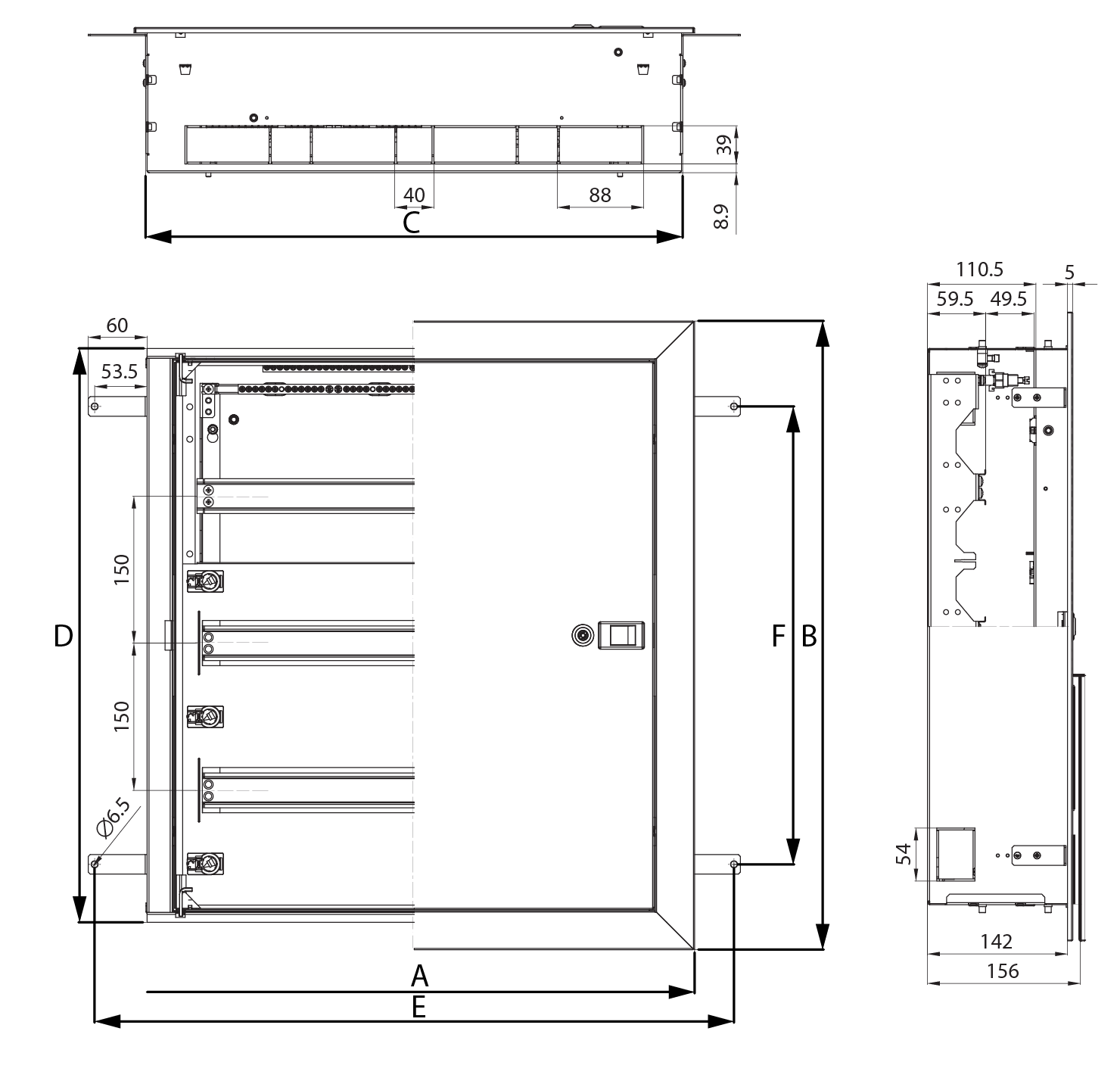 Estructura armario ip40 96 módulos atlantic vacío
